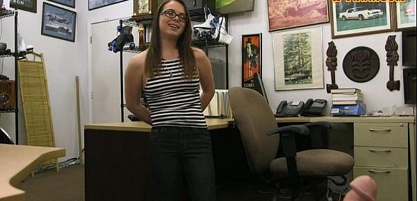  Babe with glasses pounded by pawn guy